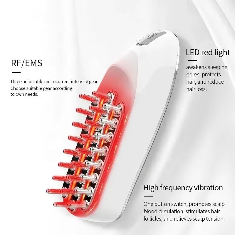 EMS Micro Electric Import Hair Care Comb, Multi-Function Meridian Massage Comb, USB Rechargeable Hair Massage Brush