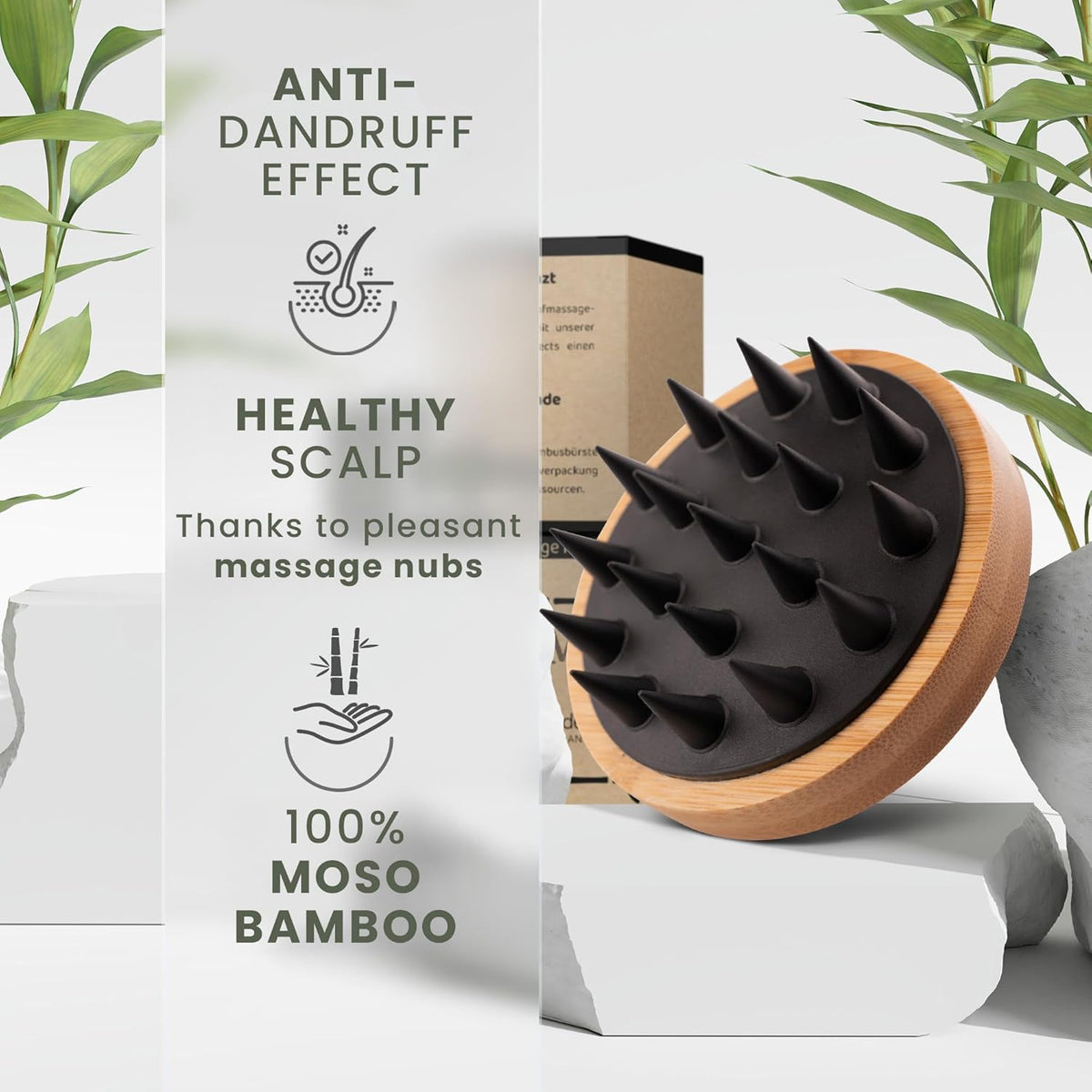 ® Premium Scalp Massager for Hair Growth and Dandruff Control - Natural Head Massager and Shampoo Brush for Relaxation, Hair Care, and Scalp Health (Black)