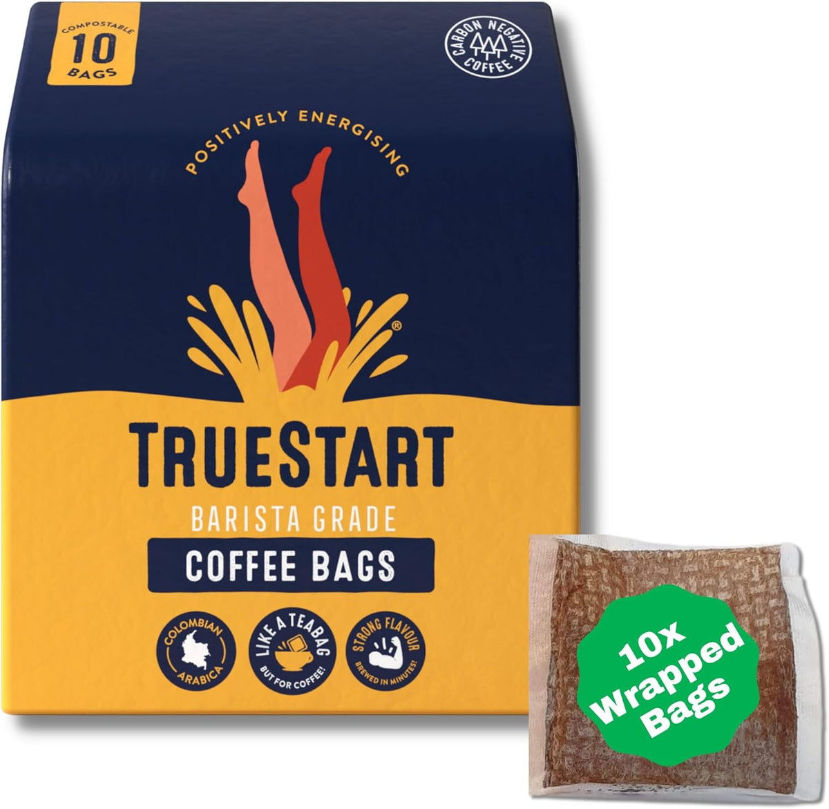 Coffee Bags, Smooth Energising Colombian, 1 Pack, 10 Loose Bags
