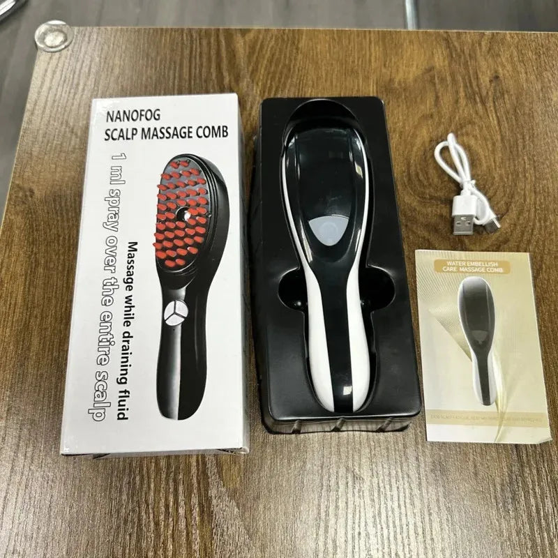 Electric Spray Massage Comb Hair Growth Vibration Head Massager Brush LED anti Hair Loss Scalp Liquid Medicine Atomizing Comb